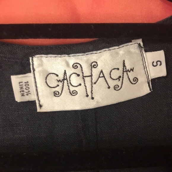 Cachaca Women’s Linen Jacket Dark Teal Size S Snap Front 3-D Roses Side Pockets - Picture 6 of 11